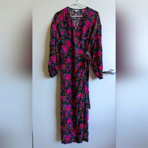 Long Sleeve Floral Wrap Dress, 12